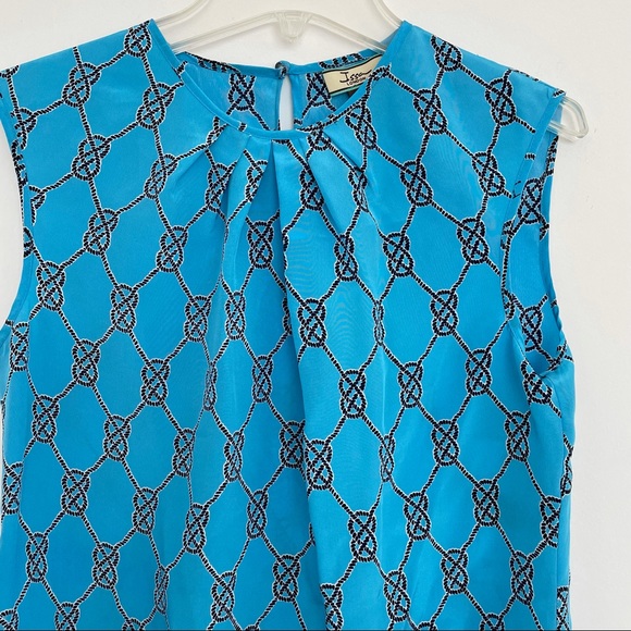 NWT ISSA London Print Silk Blue Sleeveless Blouse Top Size 2 - Picture 2 of 10
